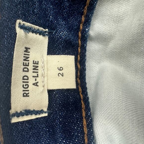 NWT Madewell Womens Raw Hem Rigid Denim A-Line Medium Wash Blue Mini Skirt 26 - Picture 5 of 7
